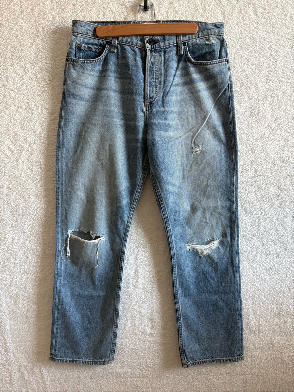 ASKK NY Relaxed Distressed Straight Leg Jeans Size 30